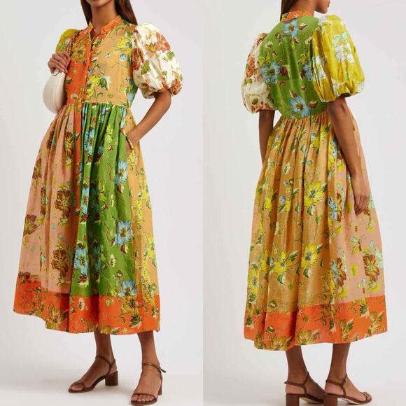 ALEMAIS Hotel Lamu Spliced Floral Shirt Midi Dress Size US 6 AU 10 - Picture 10 of 14